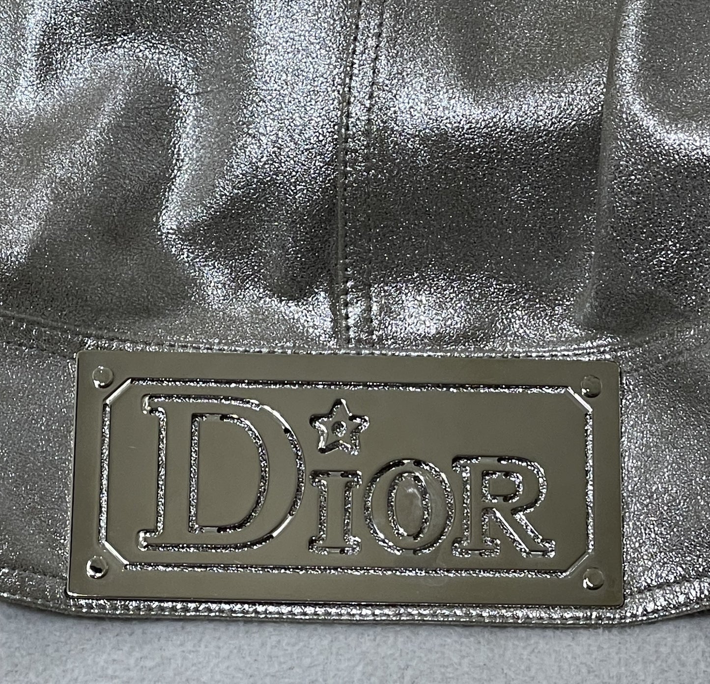 S/S 2004 Christian Dior by John Galliano Runway Silver Leather & White Fox Fur Biker Jacket