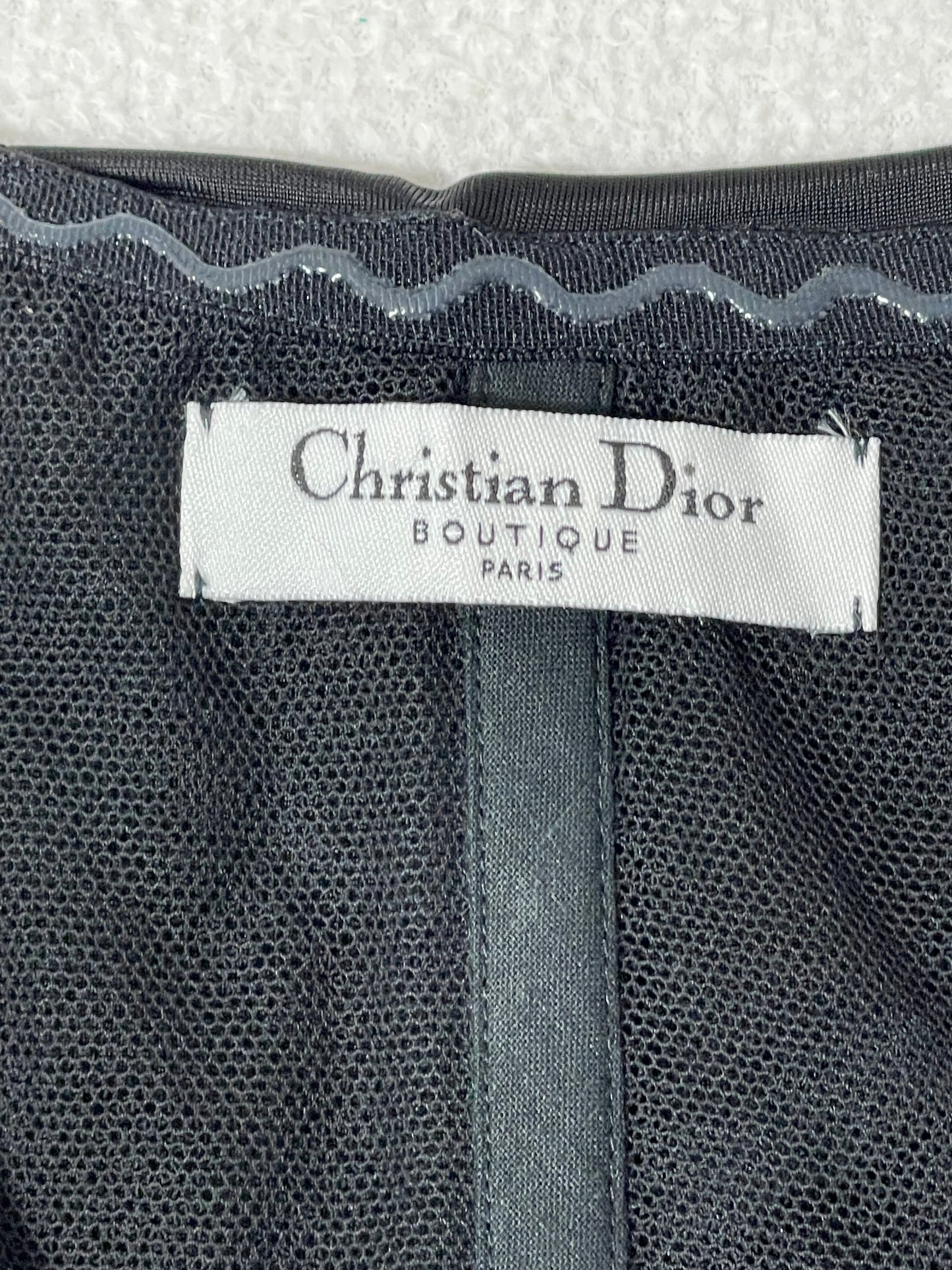 S/S 2004 Christian Dior by John Galliano Strapless Pin-Up Sheer Black Ruched Wiggle Dress