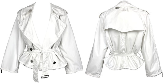 S/S 2004 Christian Dior by John Galliano White Cropped Trench Coat Jacket
