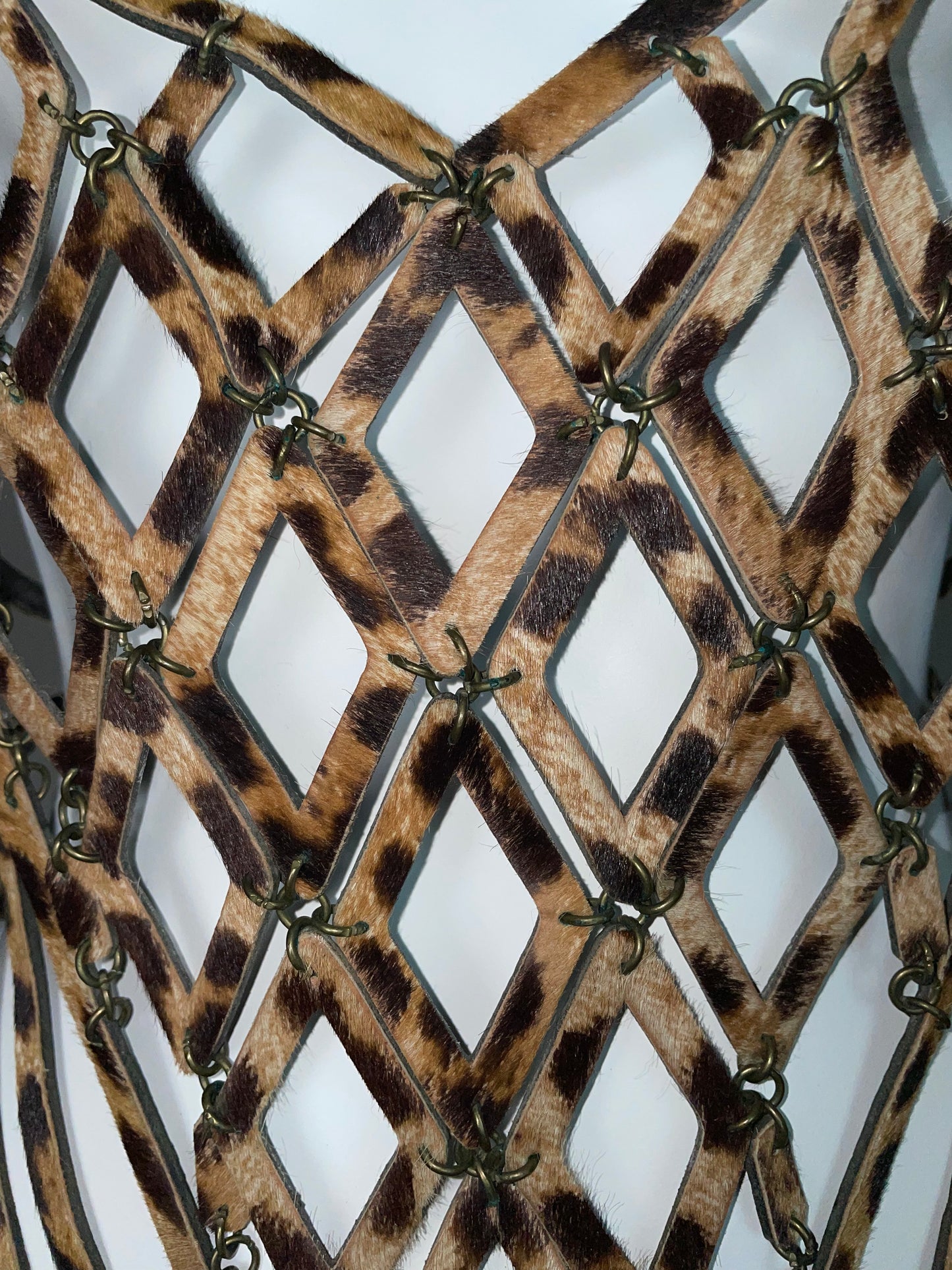 S/S 2004 Roberto Cavalli Runway Pony Fur Leather Harness Tunic Mini Dress