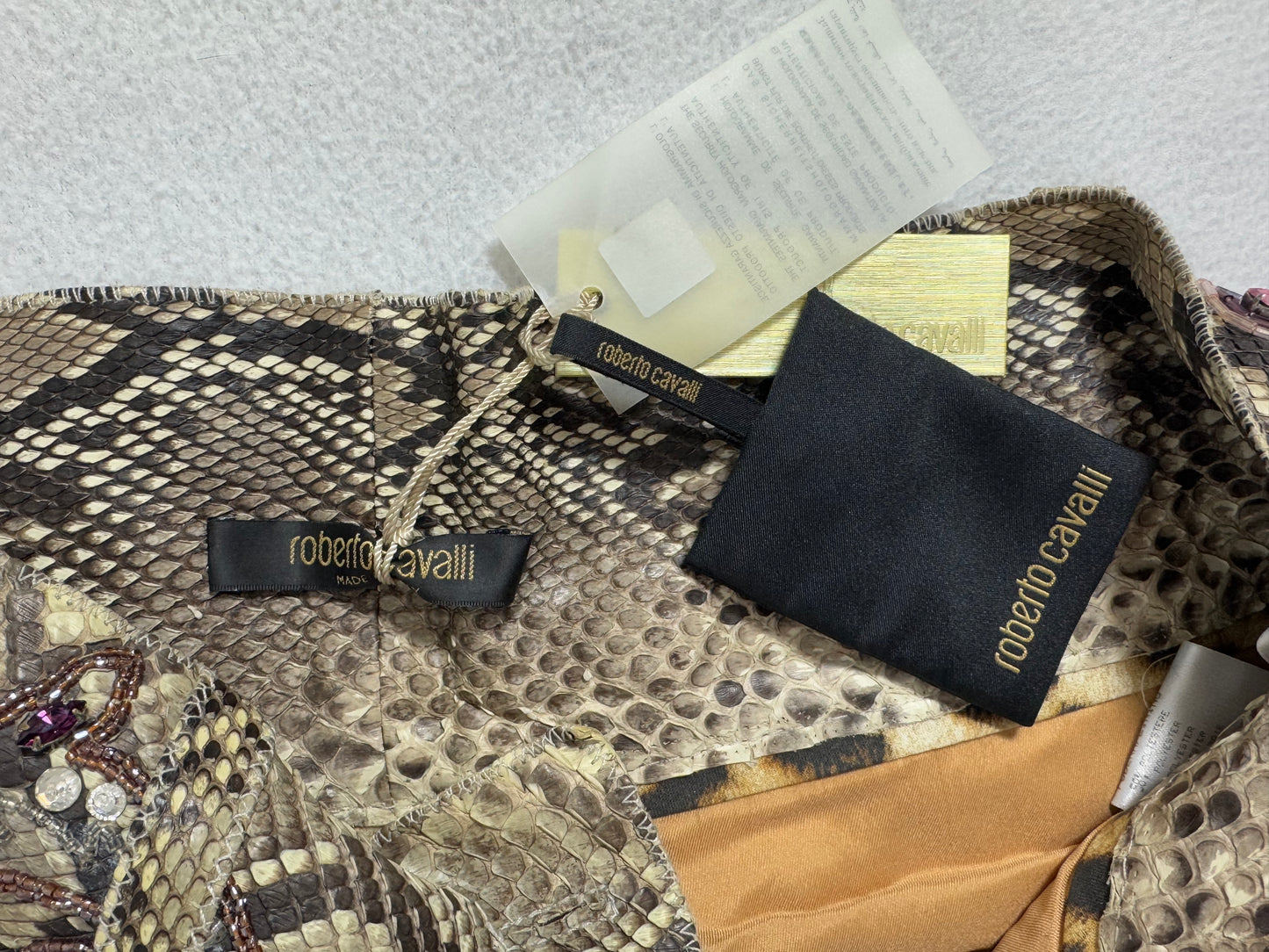 S/S 2004 Roberto Cavalli Runway Crystal Embellished Python Harem Pants