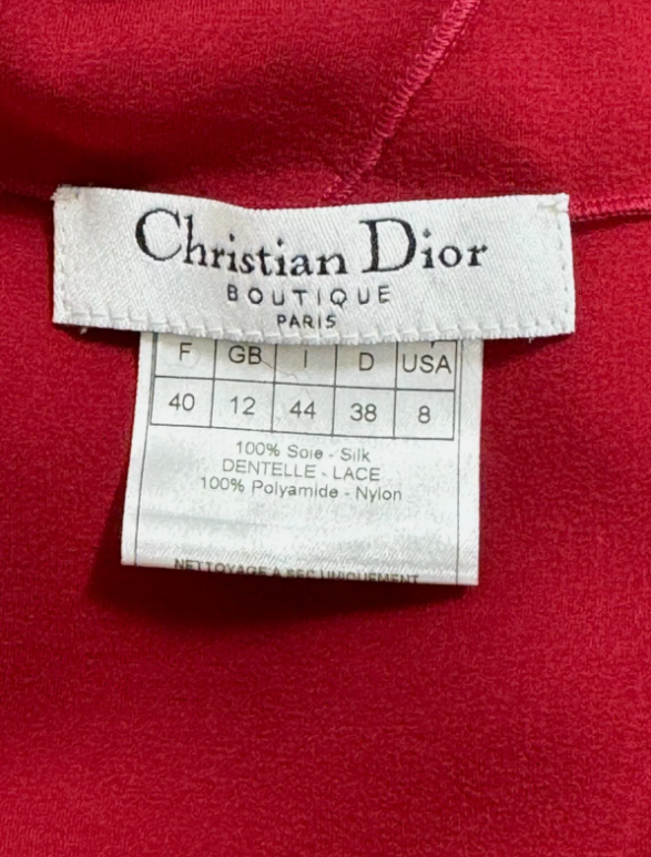 2005 Christian Dior by John Galliano Sheer Red Silk Lace Mini Dress