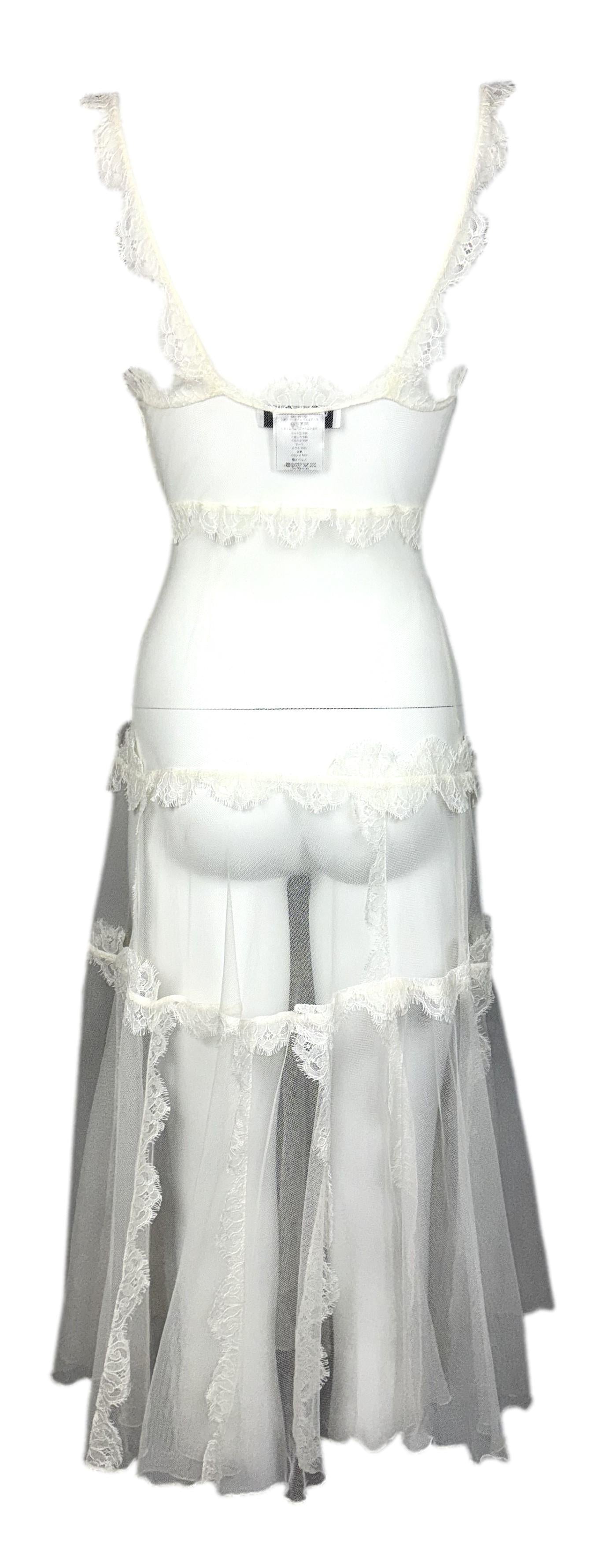 F/W 2005 Christian Dior by John Galliano Sheer Ivory Tulle Lace Ballerina Dress
