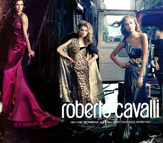 F/W 2005 Roberto Cavalli Runway 1940's Old Hollywood Style Sheer Gold Leopard One Shoulder Bustier High Slit Gown Dress w Train