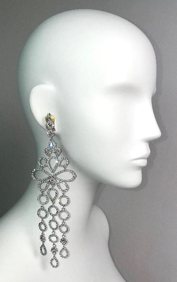 S/S 2005 Christian Dior by John Galliano Haute Couture Runway Large Clear Crystal Chandelier Earrings