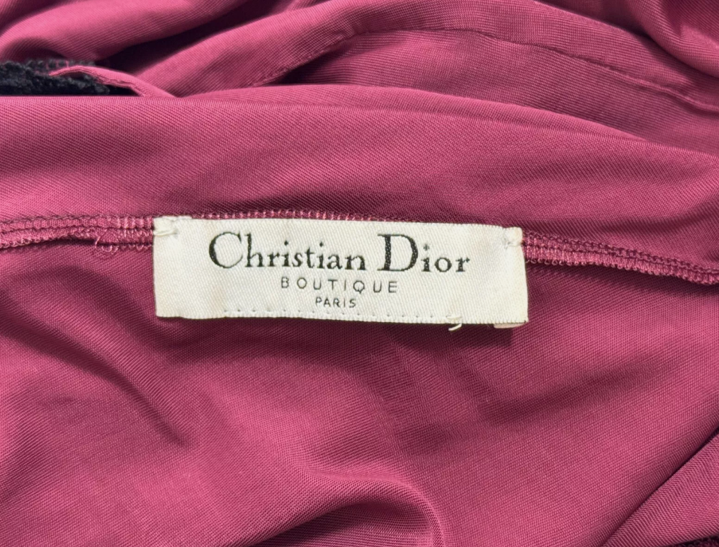 2005 Christian Dior by John Galliano Burgundy & Black Lace Mini Slip Dress