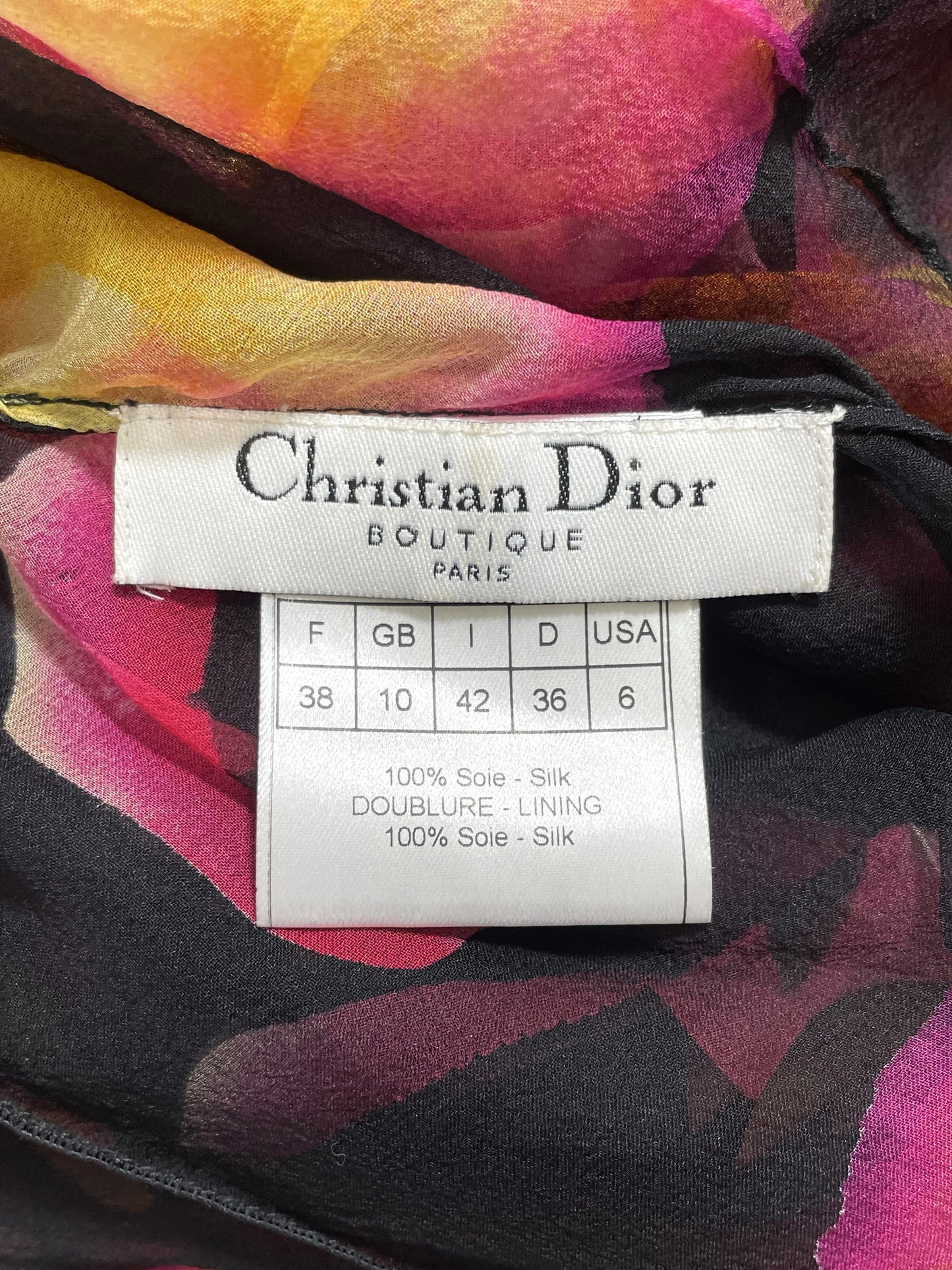 S/S 2005 Christian Dior by John Galliano Sheer Black Silk Lips Flower Ruffle Dress