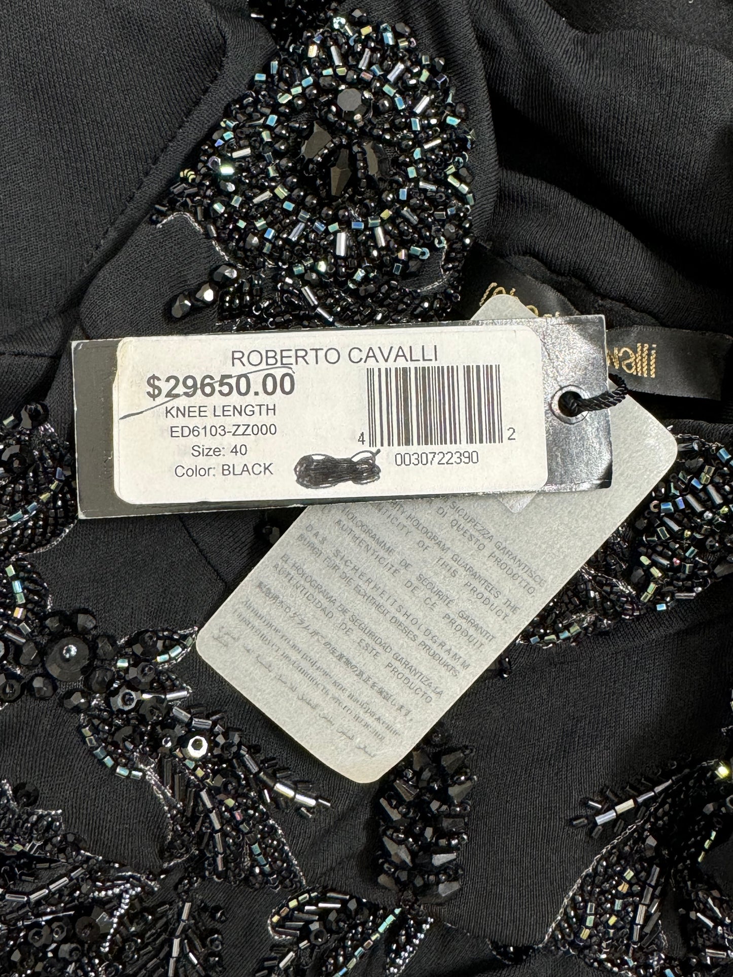 $30k F/W 2005 Roberto Cavalli RARE Special Edition Black Crystal Fully Embellished Backless Dress