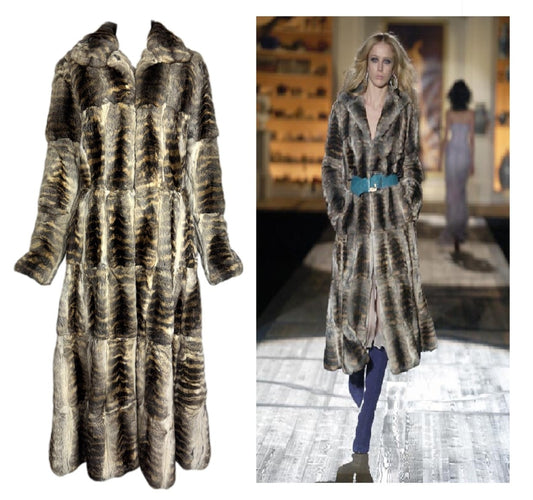 F/W 2005 Roberto Cavalli Runway Chinchilla Fur Long Full Length Princess Coat Jacket