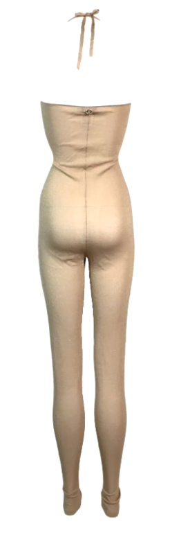 S/S 2005 Chanel by Karl Lagerfeld Sheer Knit Gold Halter Catsuit Jumpsuit