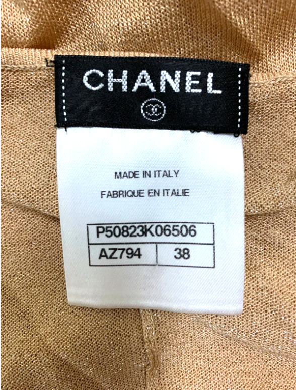 S/S 2005 Chanel by Karl Lagerfeld Sheer Knit Gold Halter Catsuit Jumpsuit