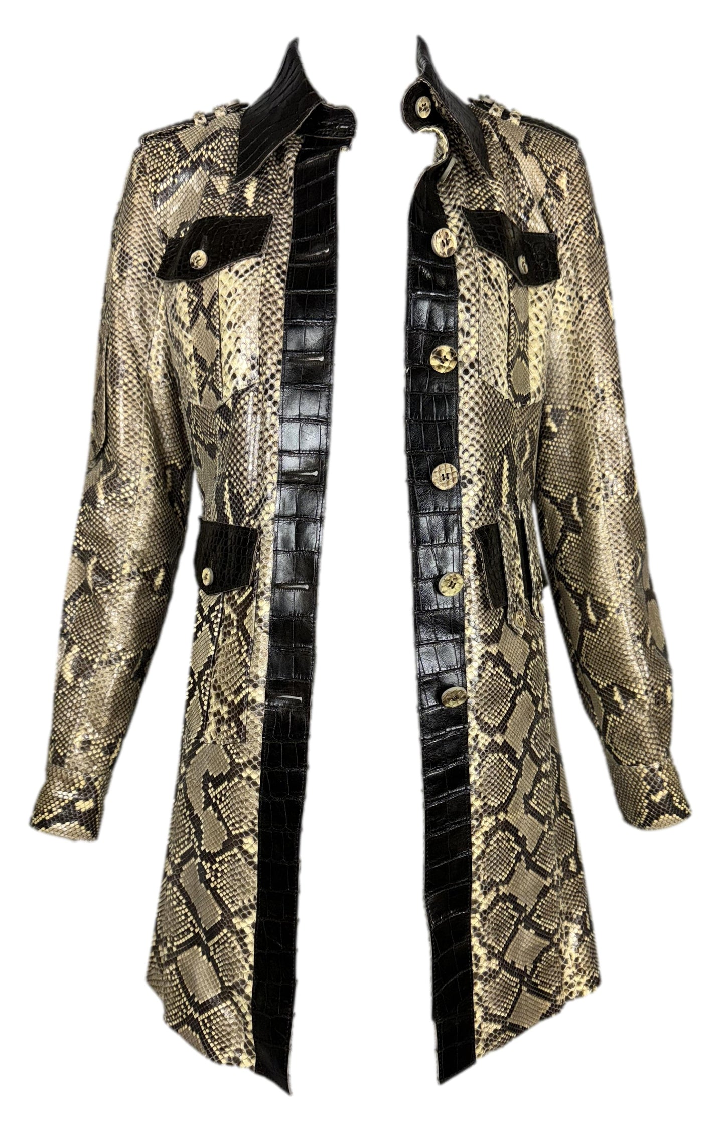 S/S 2005 Dolce & Gabbana Runway Python & Crocodile Dress Coat Jacket