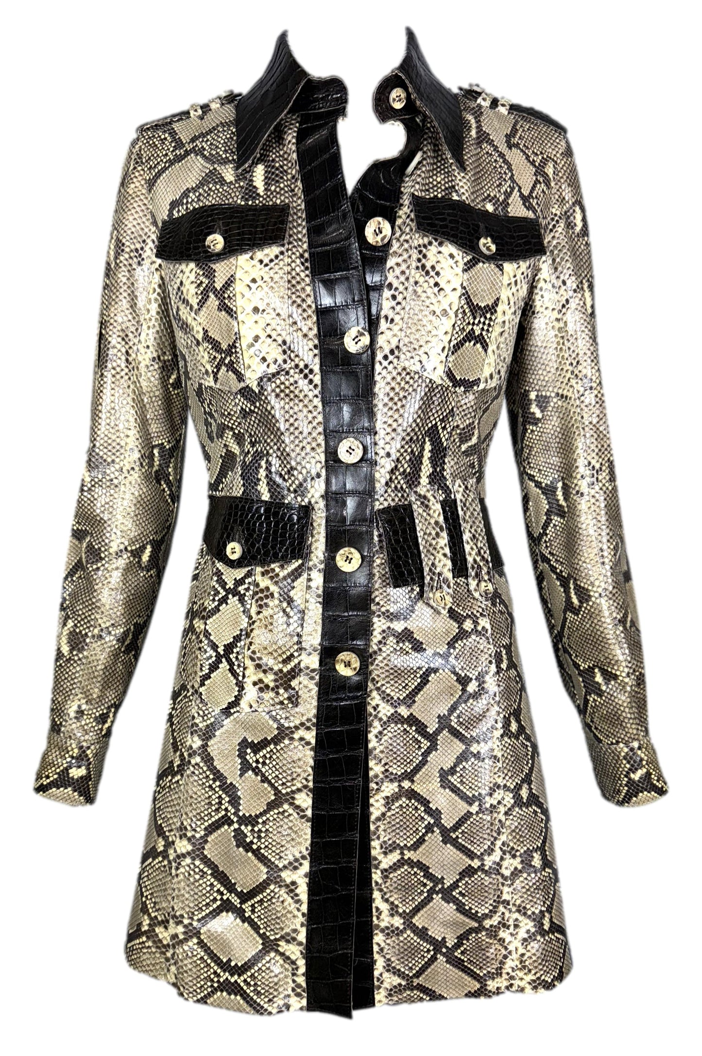 S/S 2005 Dolce & Gabbana Runway Python & Crocodile Dress Coat Jacket