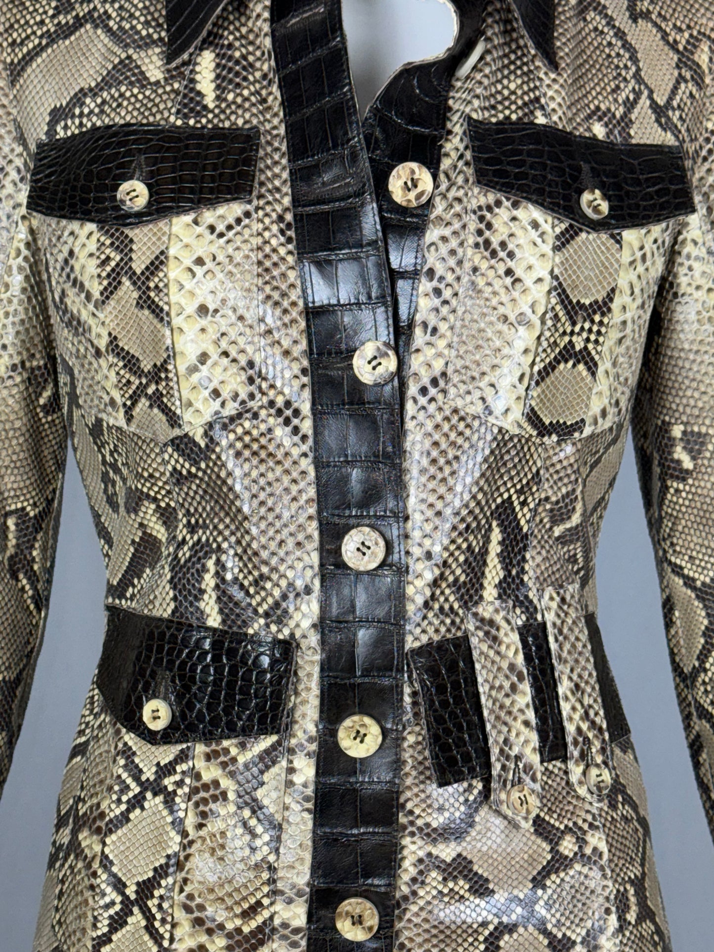S/S 2005 Dolce & Gabbana Runway Python & Crocodile Dress Coat Jacket