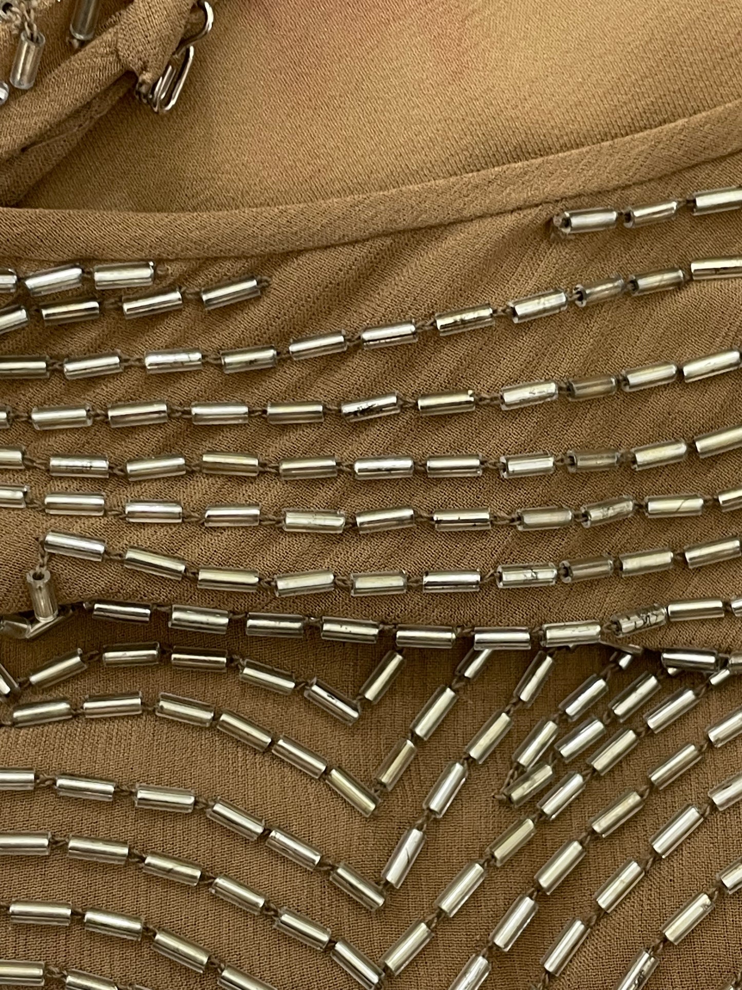 S/S 2005 John Galliano Runway Sheer Nude Beaded Silk Kimono Sleeve Mini Dress
