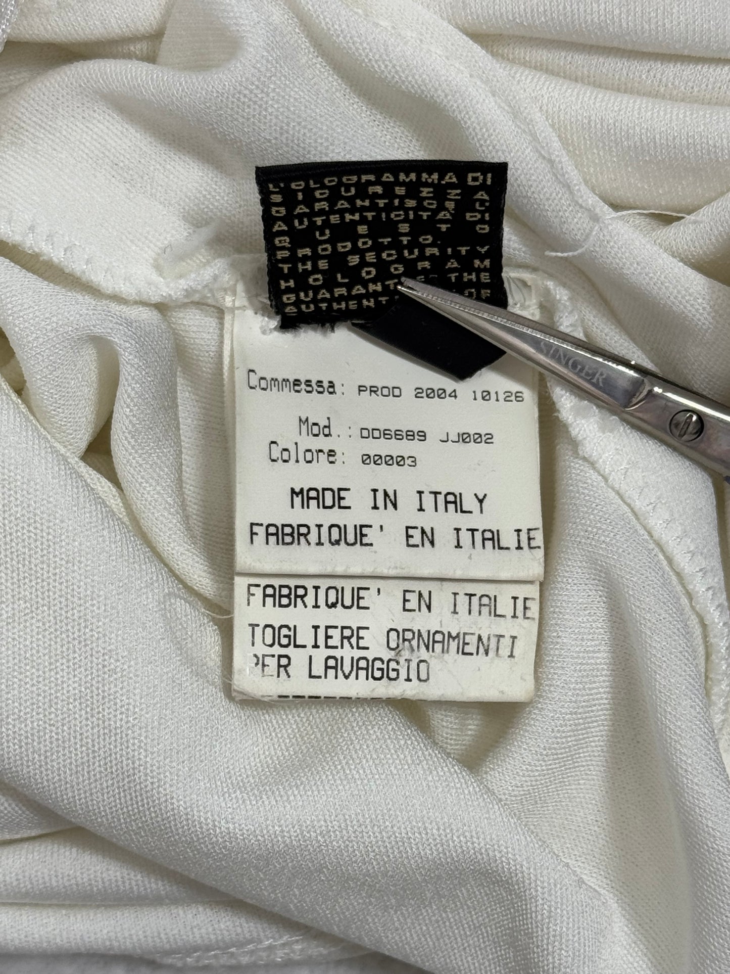S/S 2005 Roberto Cavalli Plunging White Tank Top w Large Gold Chain Straps