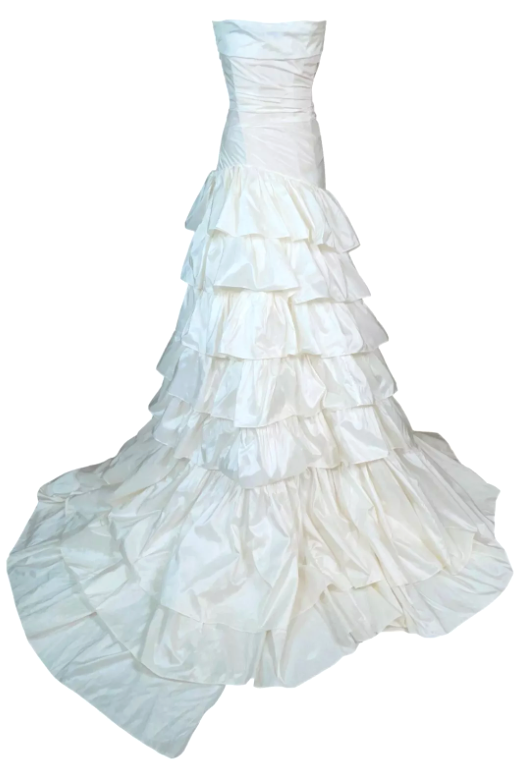 S/S 2005 Roberto Cavalli Ivory Silk Satin Bridal Wedding Strapless Ball Gown Dress w High Slit
