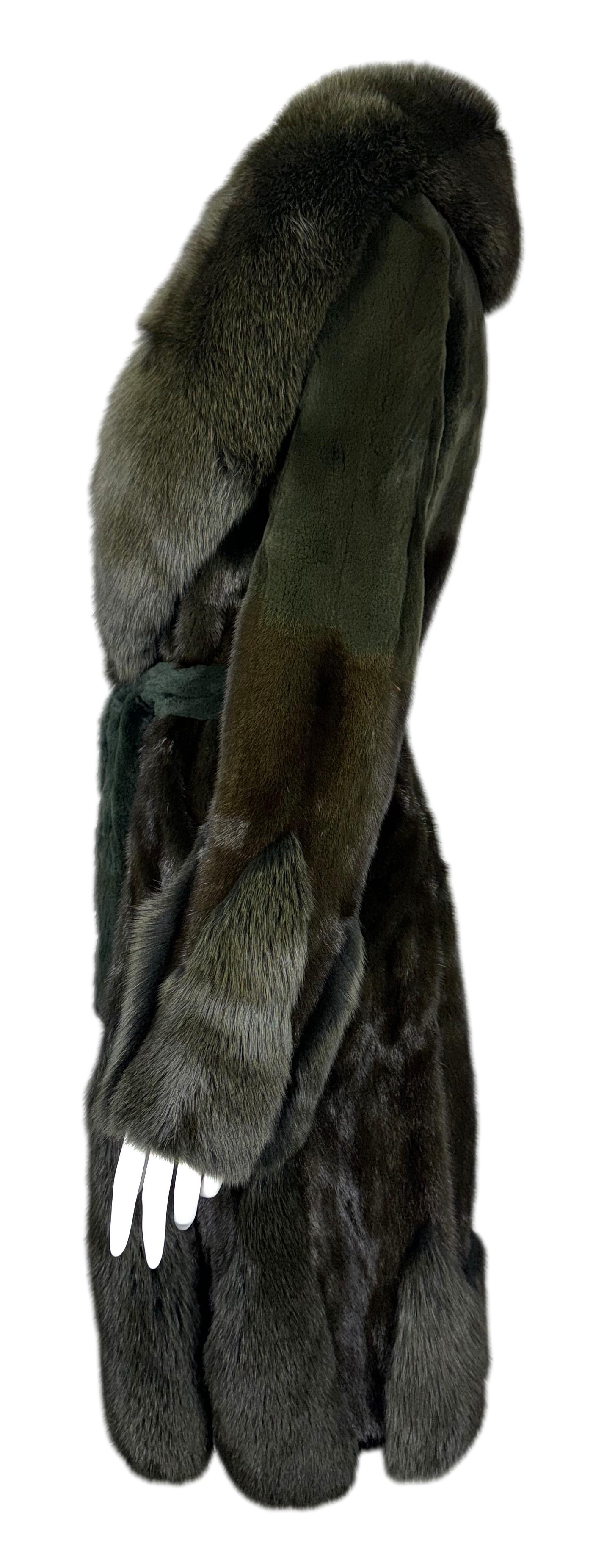 F/W 2006 Christian Dior by John Galliano Green Mink & Fox Fur Long Coat