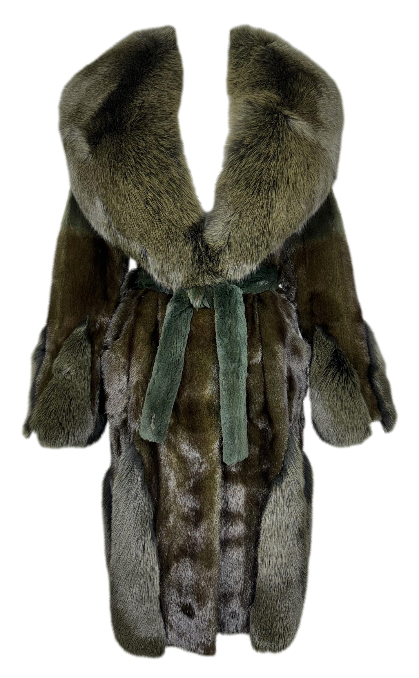 F/W 2006 Christian Dior by John Galliano Green Mink & Fox Fur Long Coat
