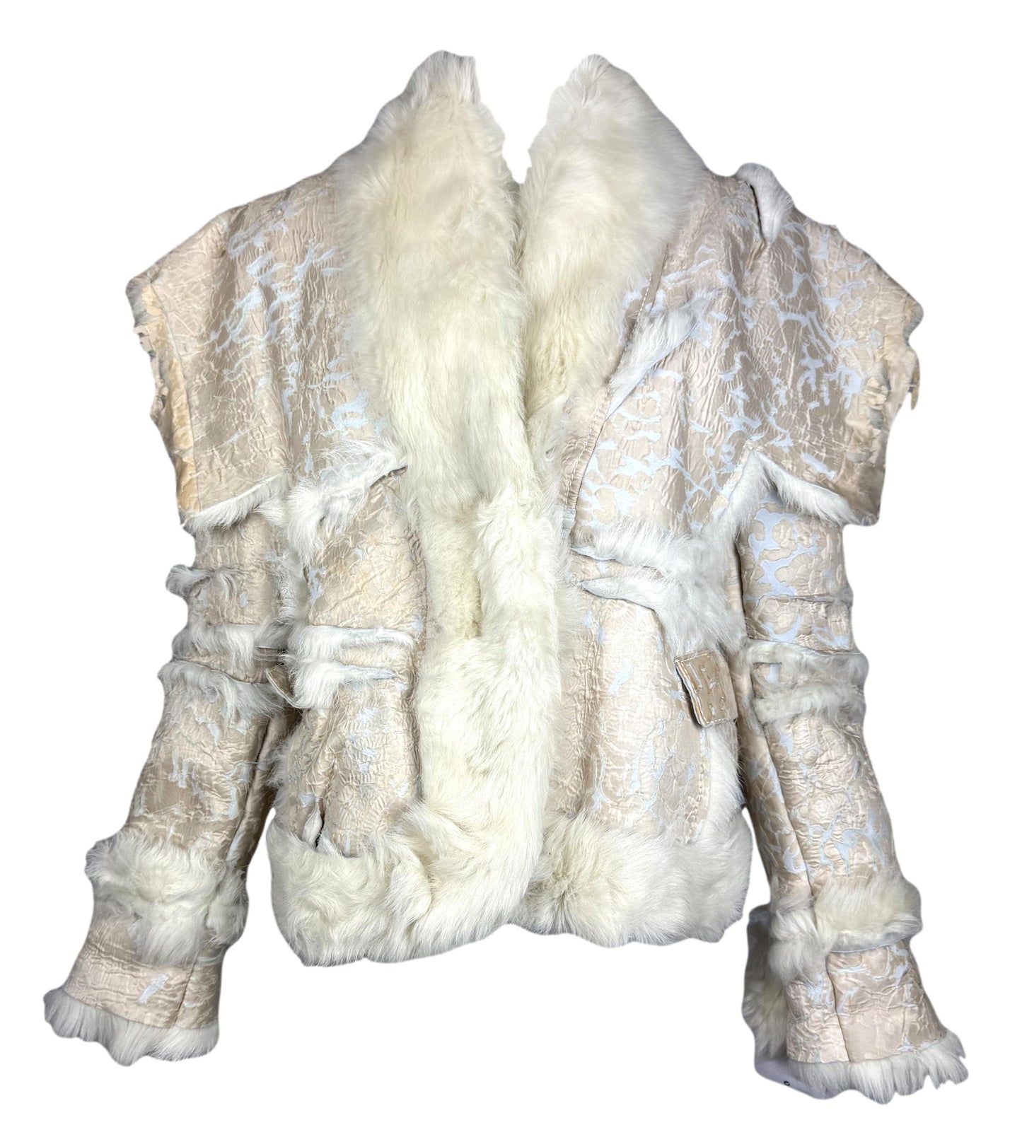 NWT F/W 2006 Christian Dior by John Galliano Runway Distressed Lamb Shearling Fur Jacket Coat