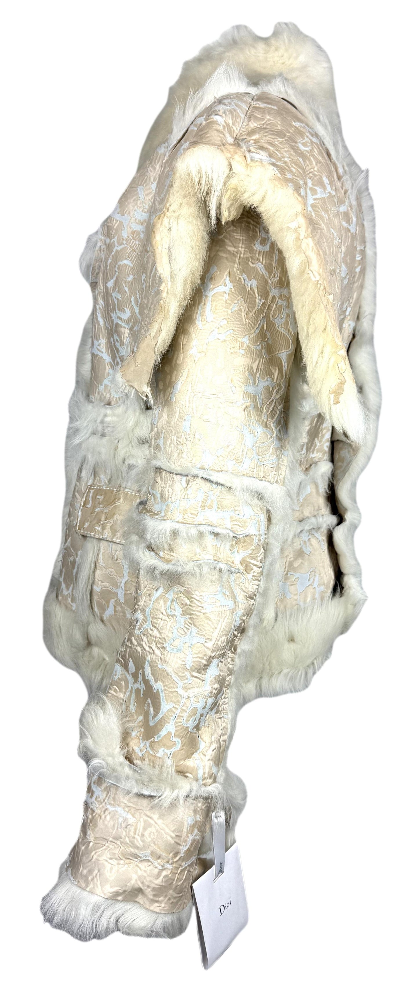 NWT F/W 2006 Christian Dior by John Galliano Runway Distressed Lamb Shearling Fur Jacket Coat