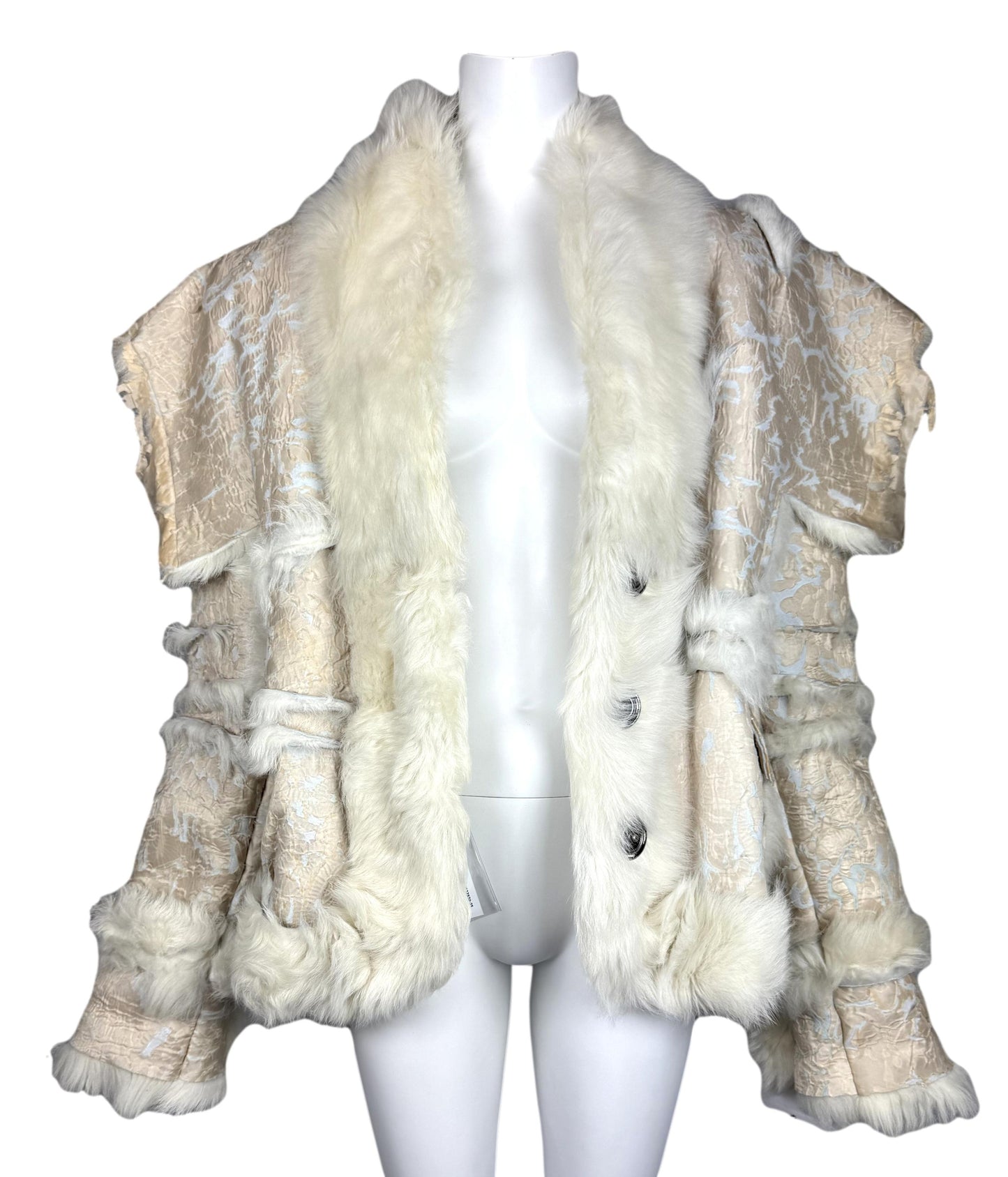 NWT F/W 2006 Christian Dior by John Galliano Runway Distressed Lamb Shearling Fur Jacket Coat