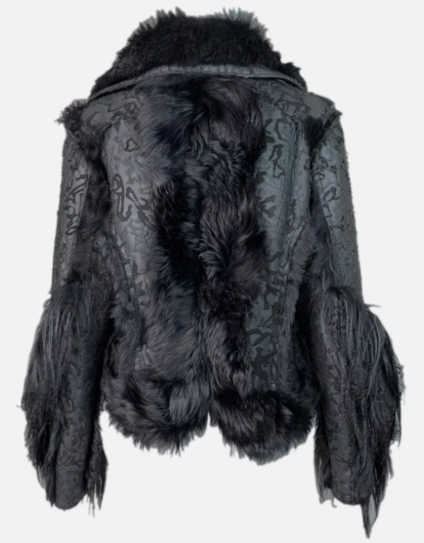 F/W 2006 Christian Dior by John Galliano Runway Black Goth Long Fur Jacket Coat