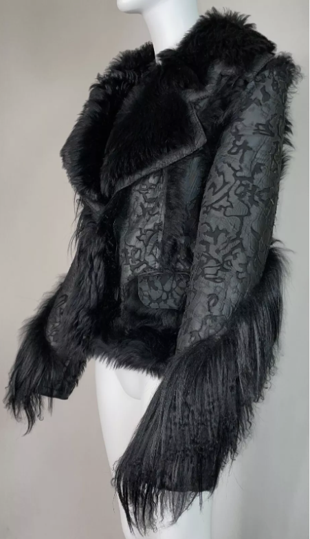 F/W 2006 Christian Dior by John Galliano Runway Black Goth Long Fur Jacket Coat