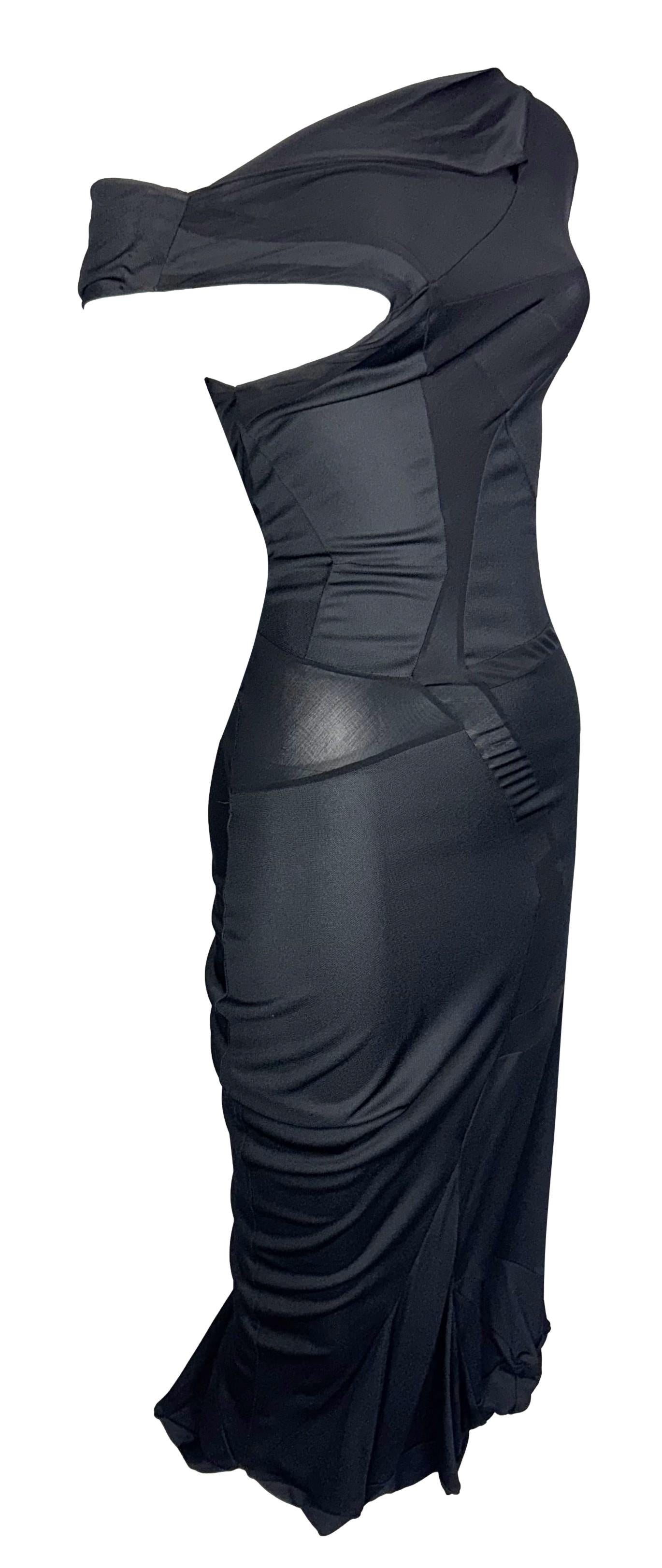 F/W 2006 Christian Dior by John Galliano Sheer Black Off Shoulder Bodycon Dress