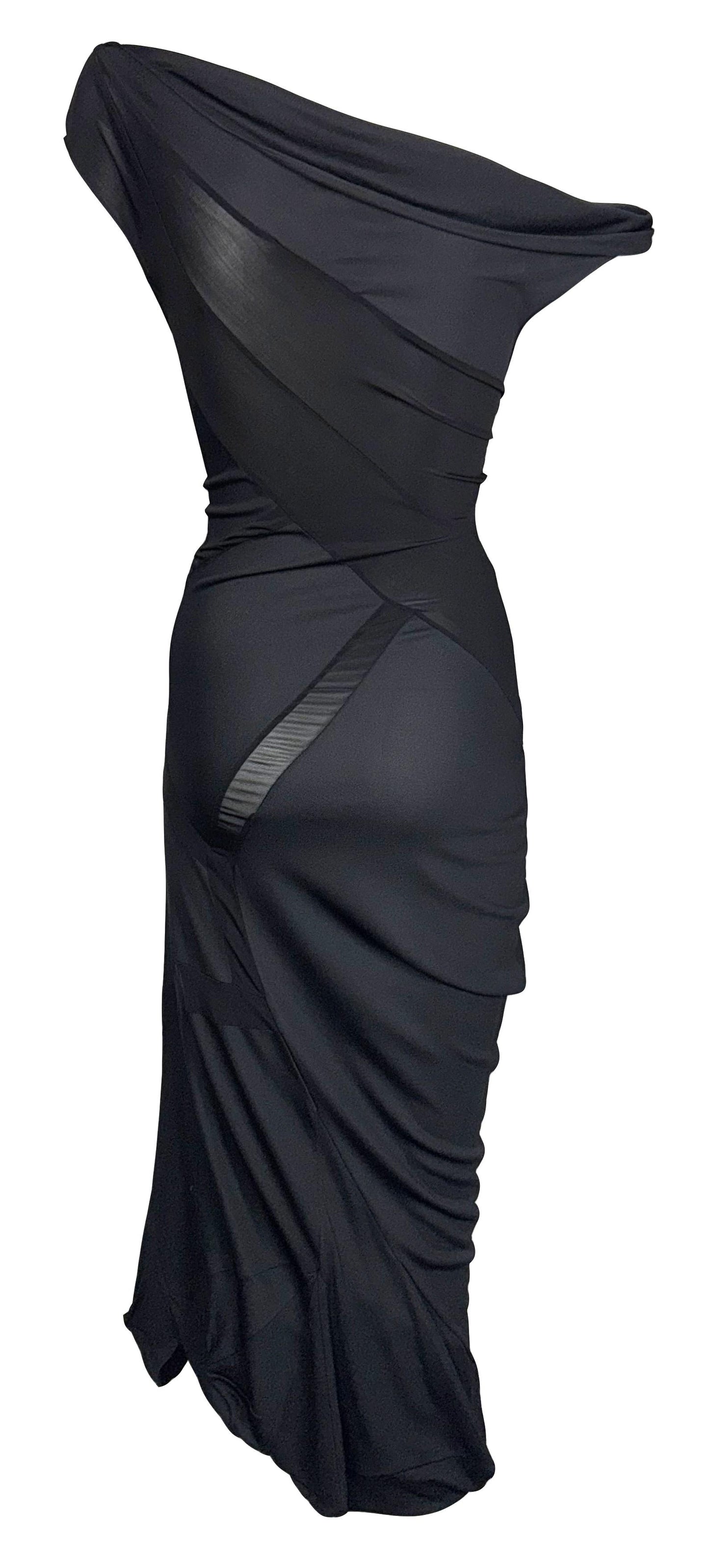 F/W 2006 Christian Dior by John Galliano Sheer Black Off Shoulder Bodycon Dress