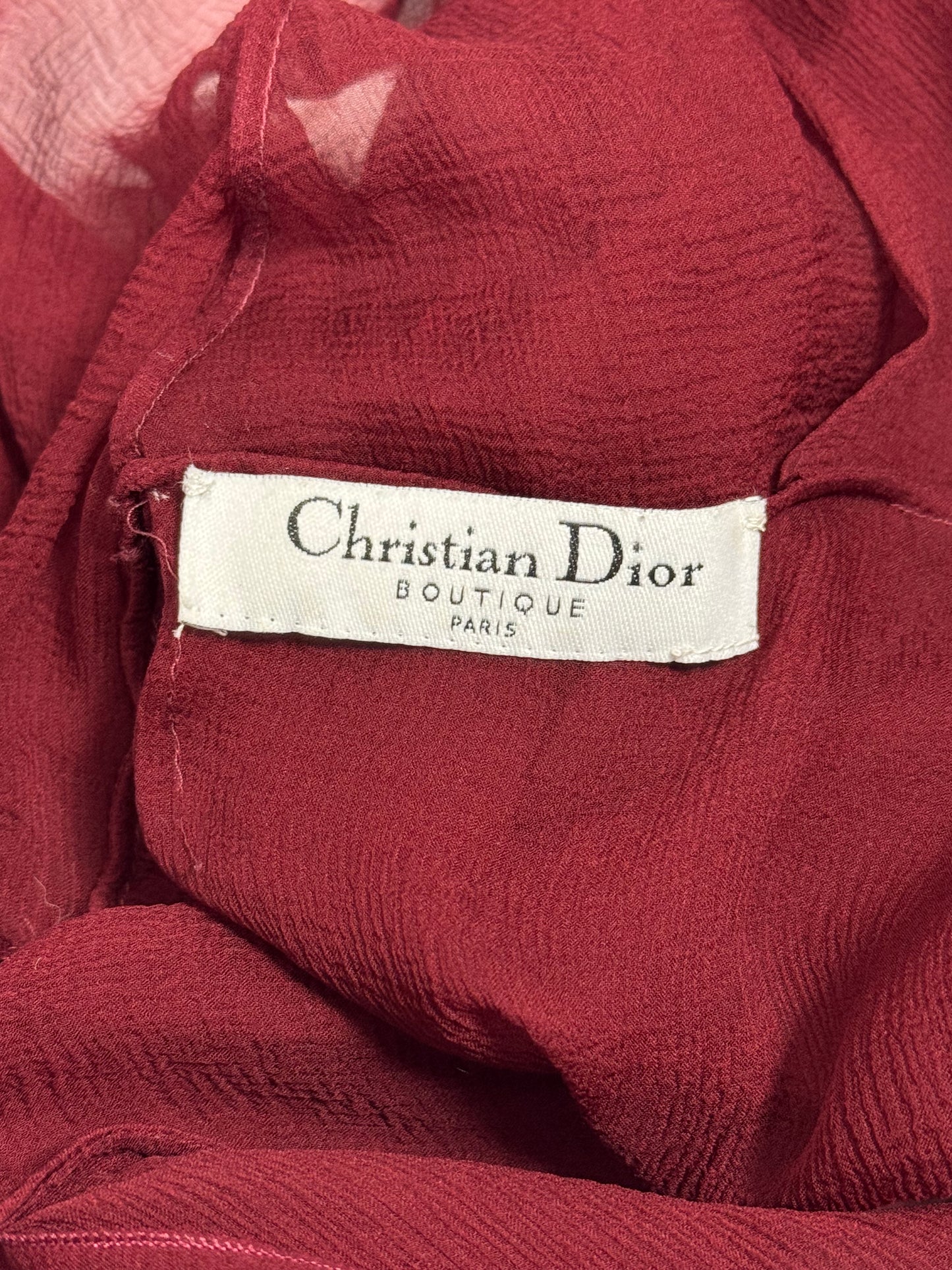 F/W 2006 Christian Dior by John Galliano Sheer Blood Red Silk Grecian Plunging Dress