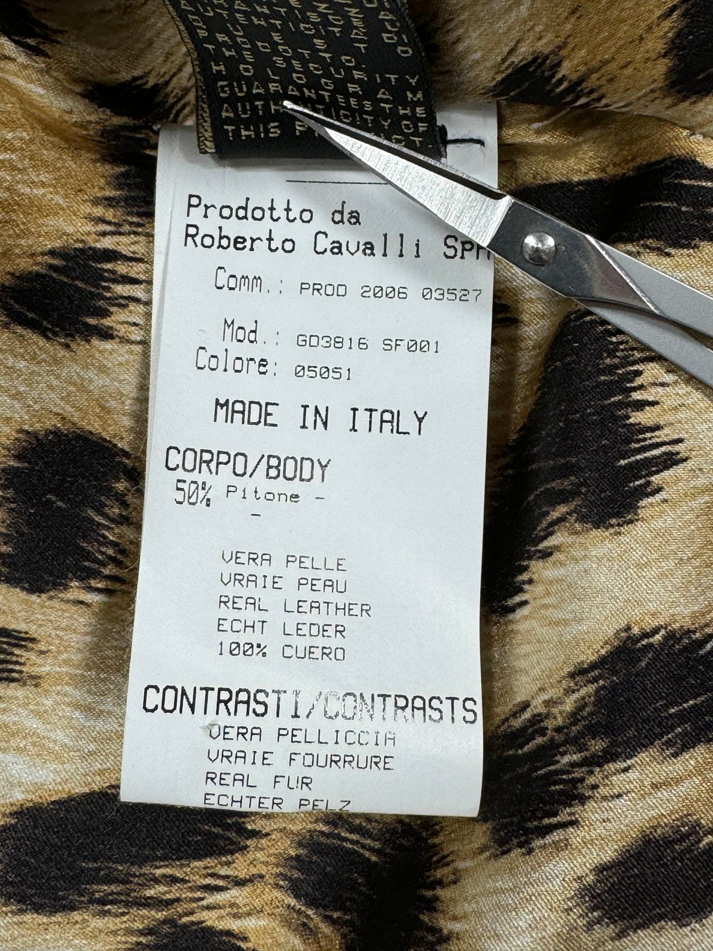 F/W 2006 Roberto Cavalli Runway Black Python & Mink Fur Fitted Jacket w Serpent Belt