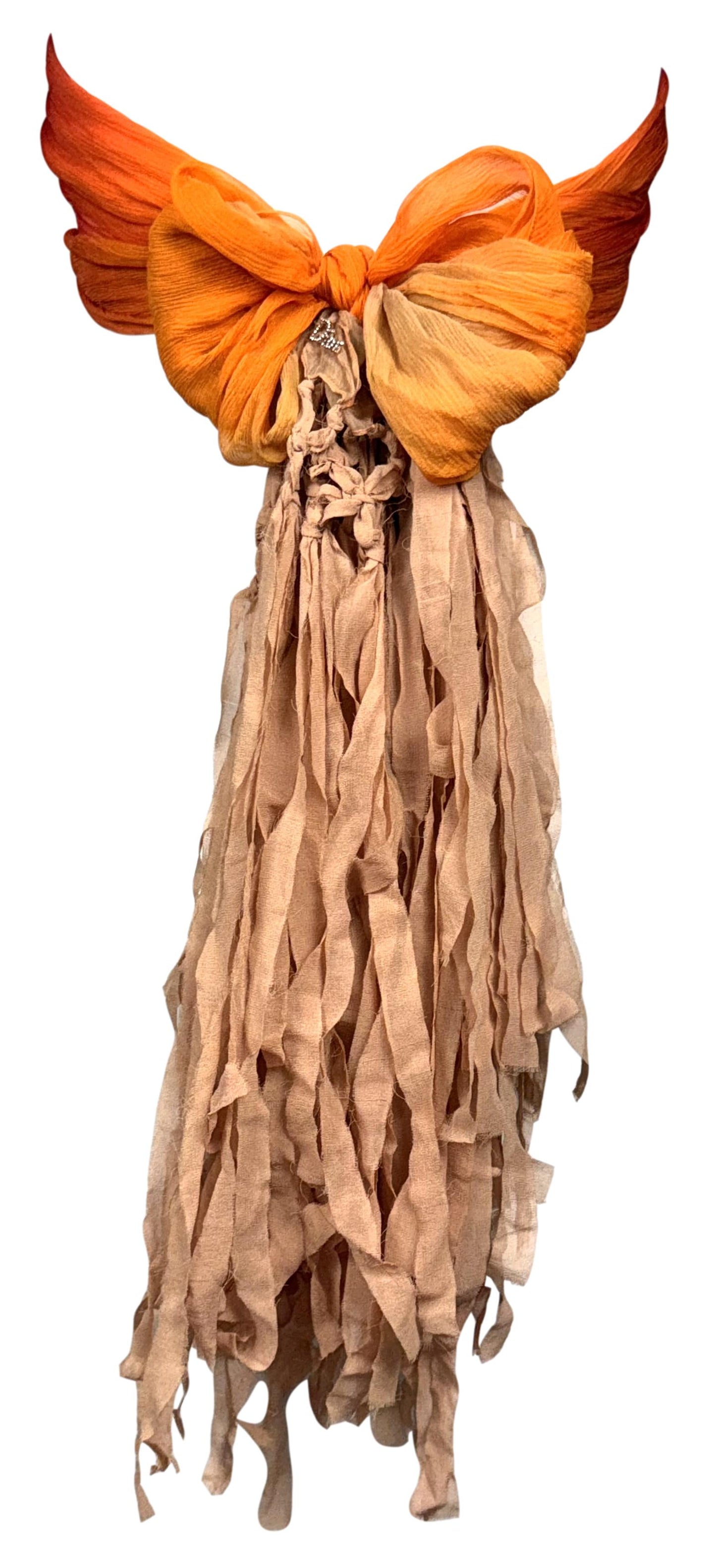 S/S 2006 Christian Dior by John Galliano Sheer Orange Red & Nude Silk Extra Long Wrap Scarf Top or Skirt