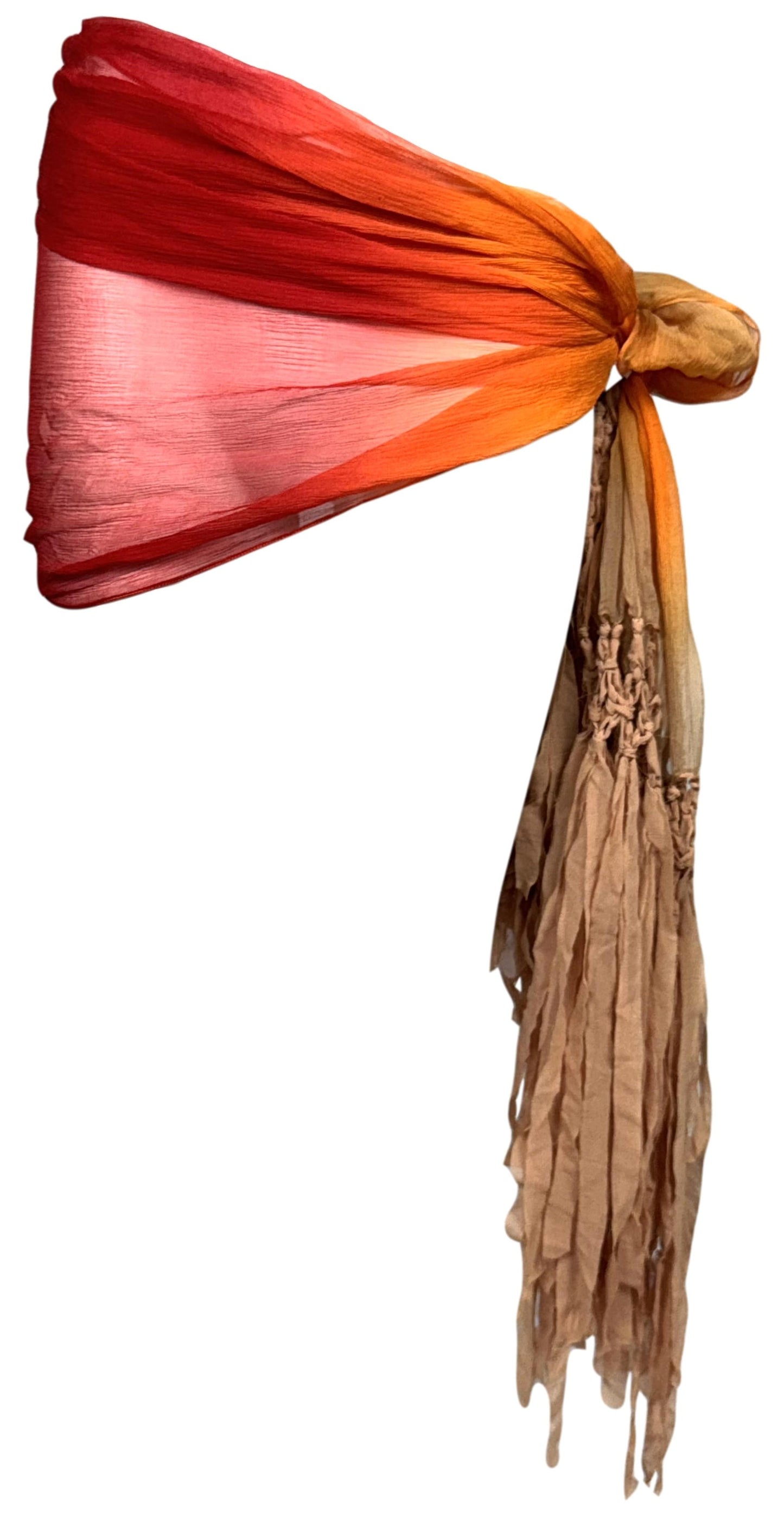 S/S 2006 Christian Dior by John Galliano Sheer Orange Red & Nude Silk Extra Long Wrap Scarf Top or Skirt