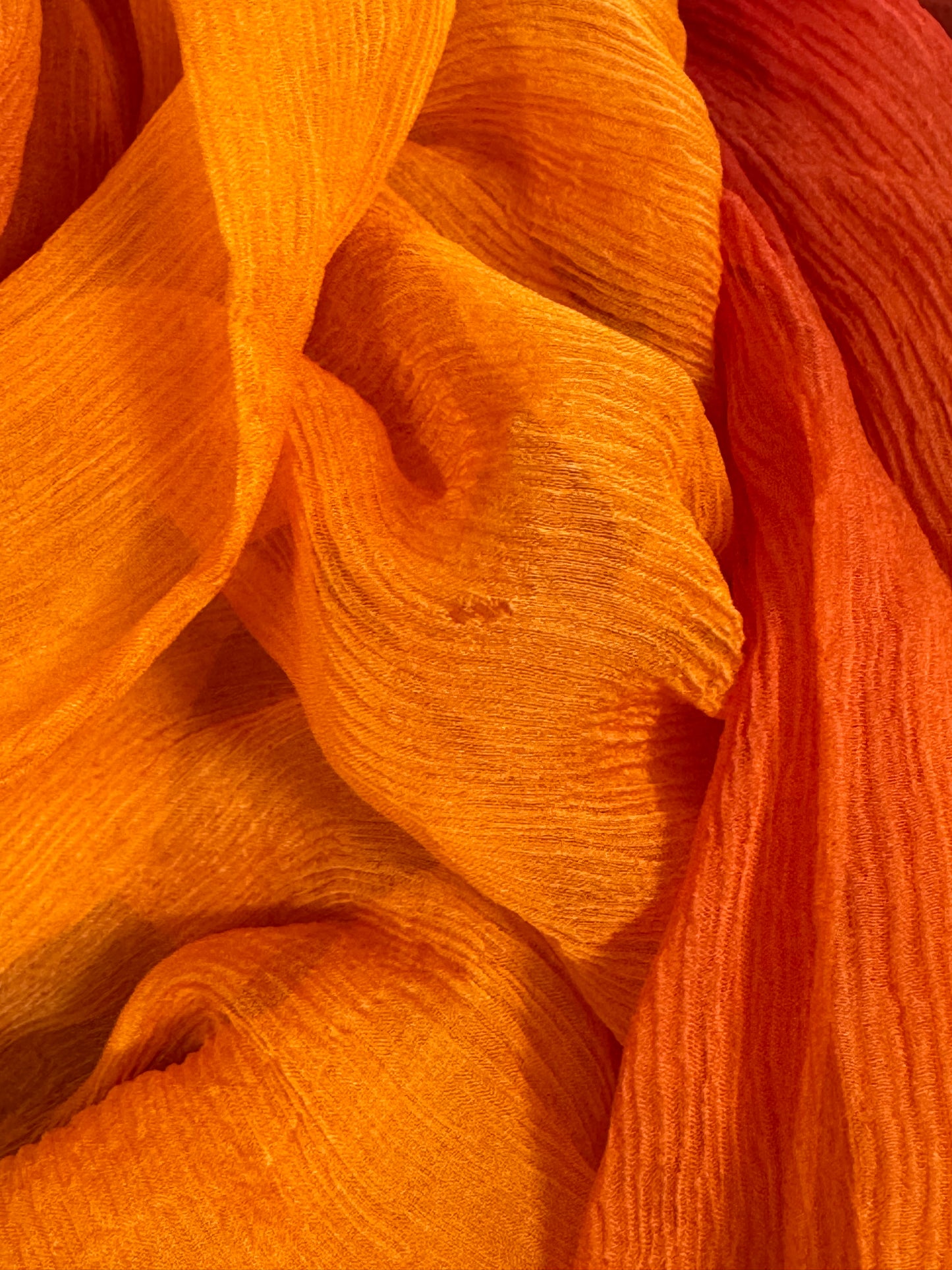 S/S 2006 Christian Dior by John Galliano Sheer Orange Red & Nude Silk Extra Long Wrap Scarf Top or Skirt