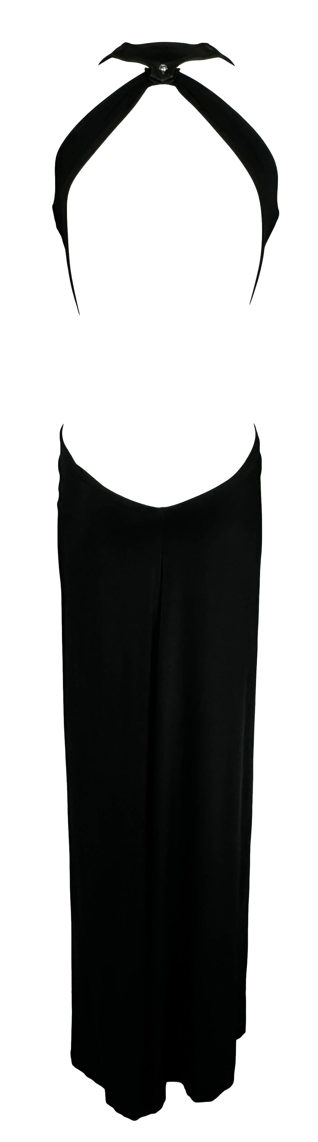 S/S 2006 Dsquared2 Runway Plunging Black Large Rodeo Western Cowboy Buckle High Slit Maxi Dress