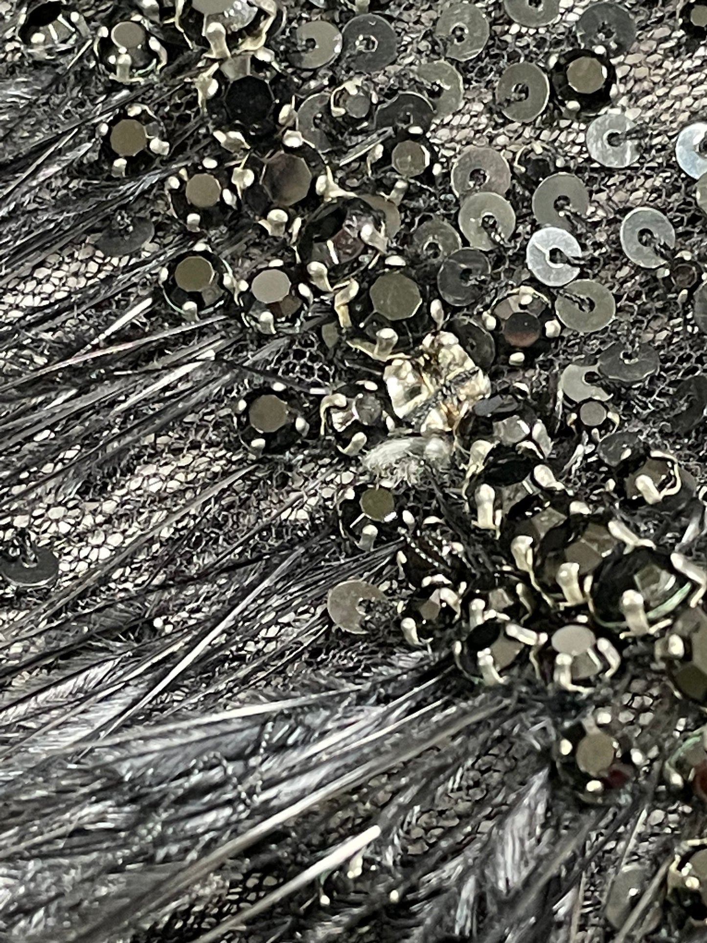 S/S 2006 Roberto Cavalli Runway Sheer Black Mesh & Lace Feather & Crystal Embellished Mini Dress