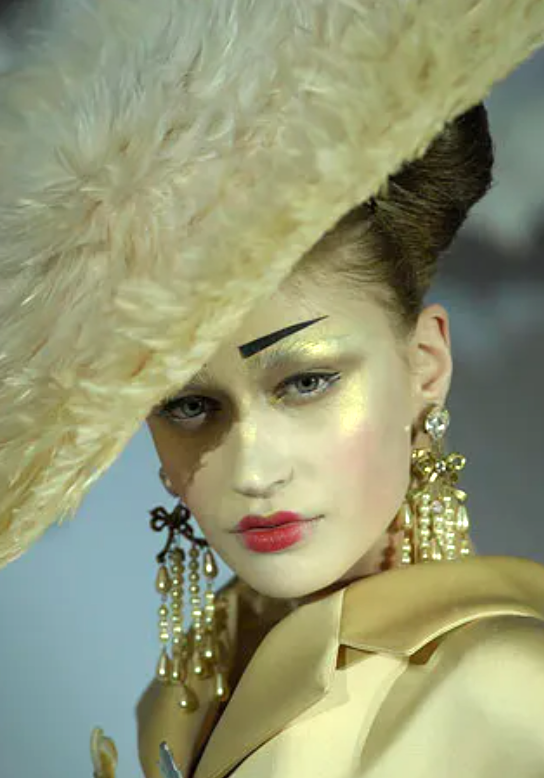 S/S 2007 Christian Dior by John Galliano Haute Couture Runway Large Gold Pearl Bow Chandelier Earrings & Necklace Set