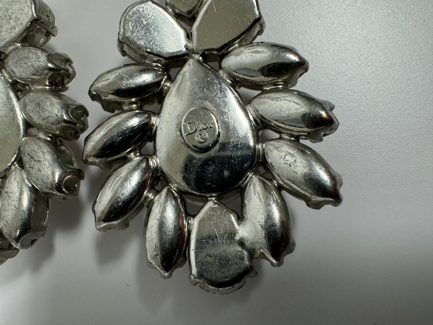2007 Christian Dior by John Galliano Large Crystal Logo Princess Drop Earrings