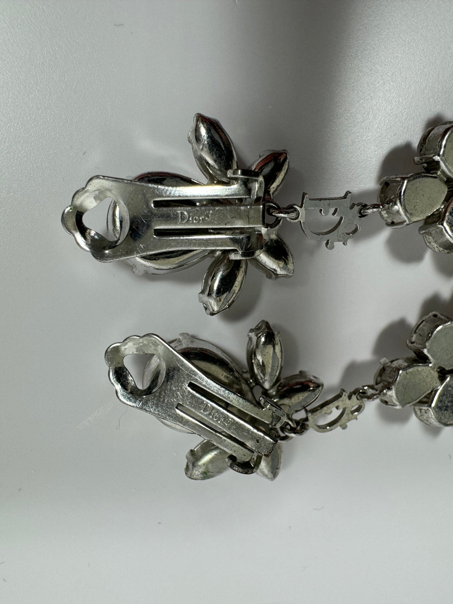 2007 Christian Dior by John Galliano Large Crystal Logo Princess Drop Earrings