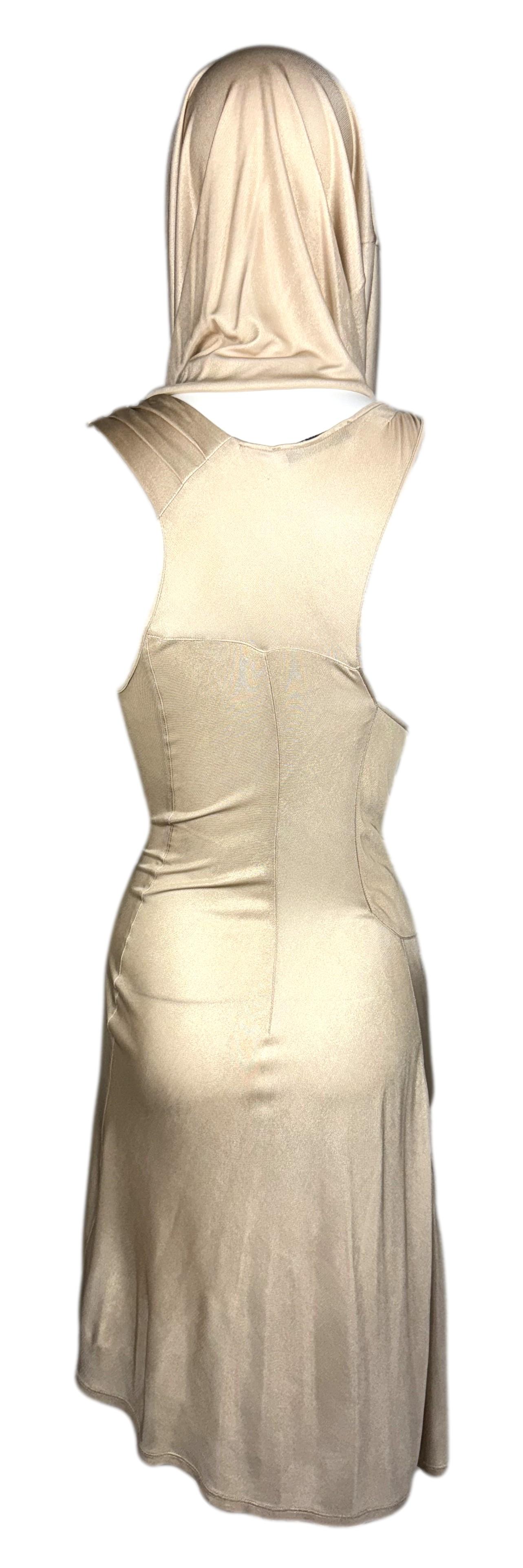 Cruise 2007 Christian Dior by John Galliano Runway Gold Slinky Hooded Mini Dress