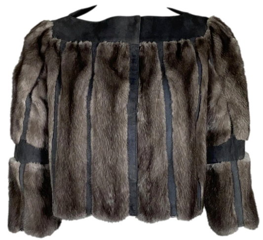 F/W 2007 Christian Dior by John Galliano Brown Mink & Leather Cropped Pin-Up Jacket