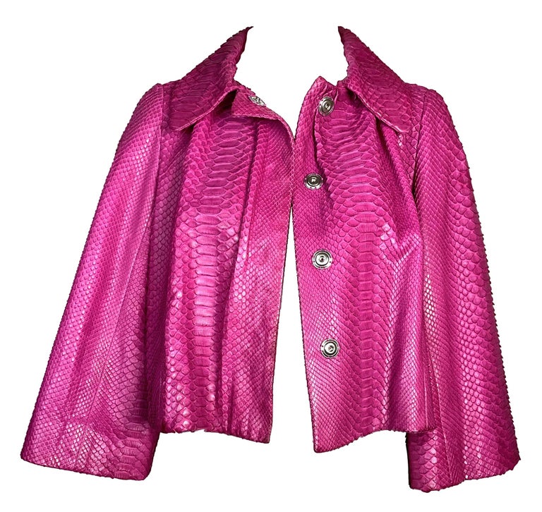 F/W 2007 Christian Dior by John Galliano Runway Hot Pink Python 60's Style Short Jacket