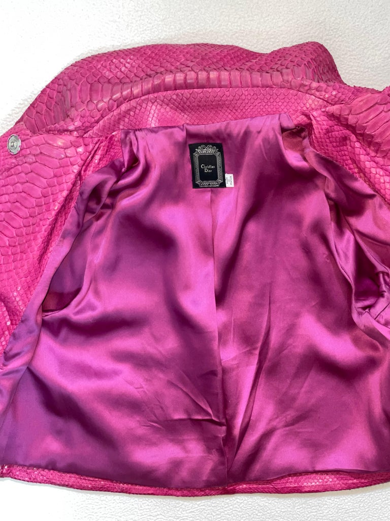F/W 2007 Christian Dior by John Galliano Runway Hot Pink Python 60's Style Short Jacket