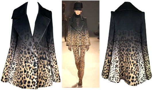 F/W 2007 Givenchy Haute Couture Runway Black & Leopard Ombre Swing Coat Jacket