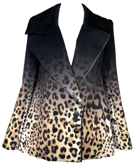 F/W 2007 Givenchy Haute Couture Runway Black & Leopard Ombre Swing Coat Jacket
