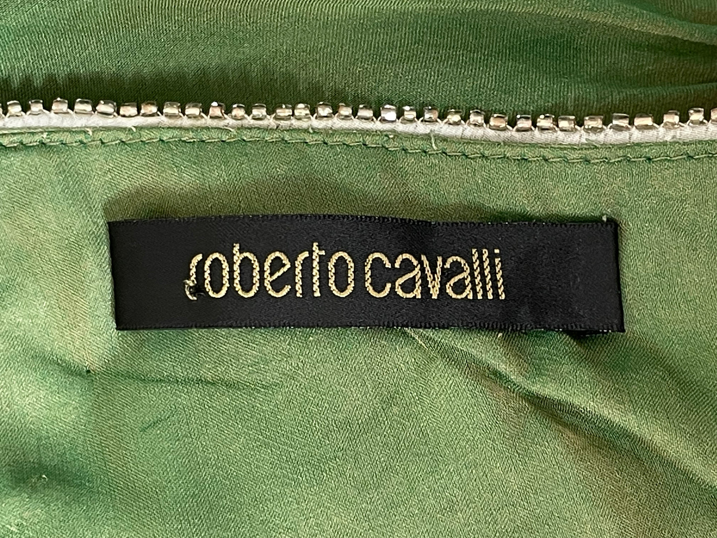 F/W 2007 Roberto Cavalli Runway Green & Gold Embellished Backless 1940's Old Hollywood Vixen Gown Dress