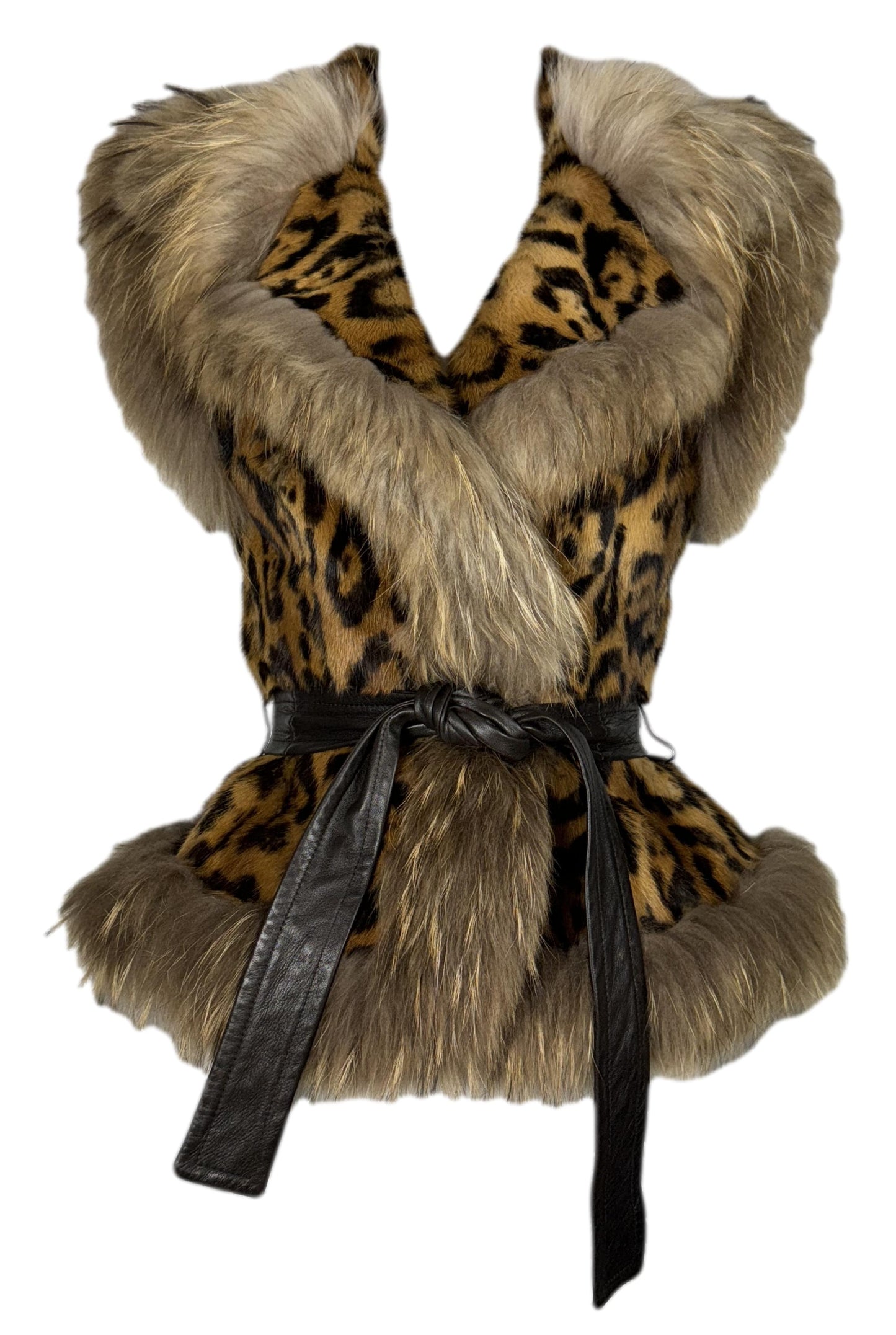 F/W 2007 Valentino Leopard Print Fur Fitted Vest Top
