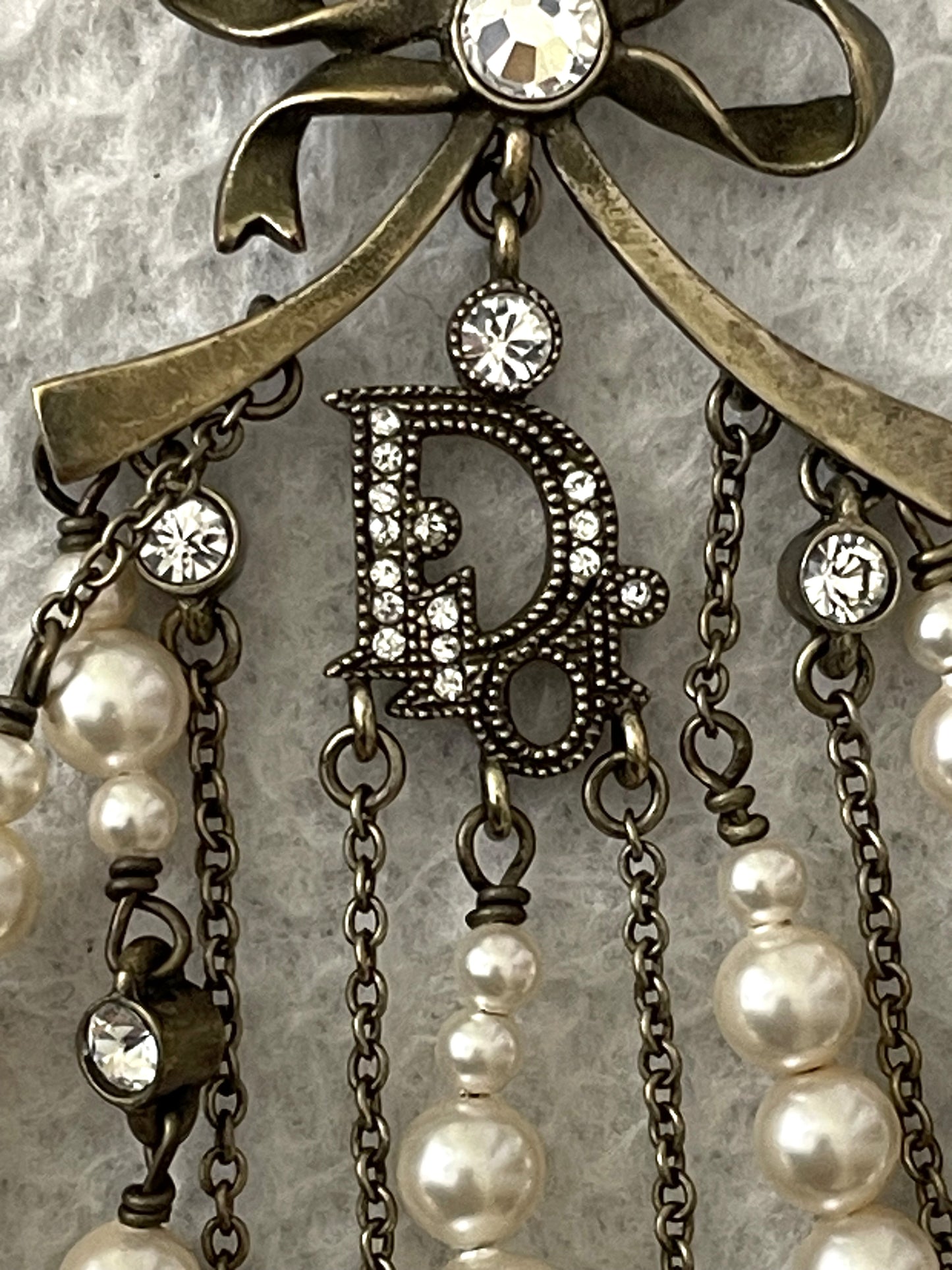 S/S 2007 Christian Dior by John Galliano Haute Couture Runway Large Gold Pearl Bow Chandelier Earrings & Necklace Set