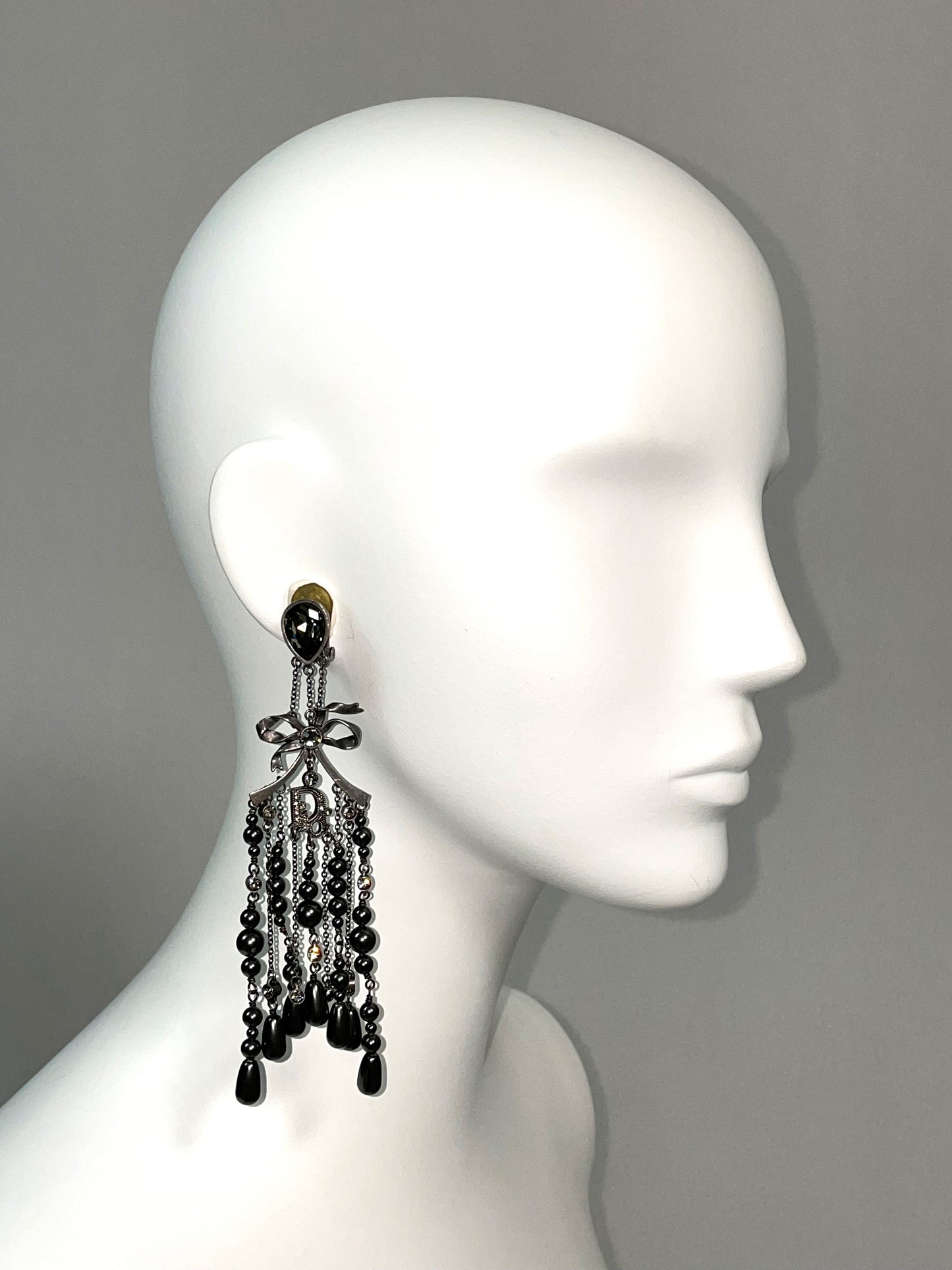 S/S 2007 Christian Dior by John Galliano Haute Couture Princess Runway Large Chandelier Bow Earrings